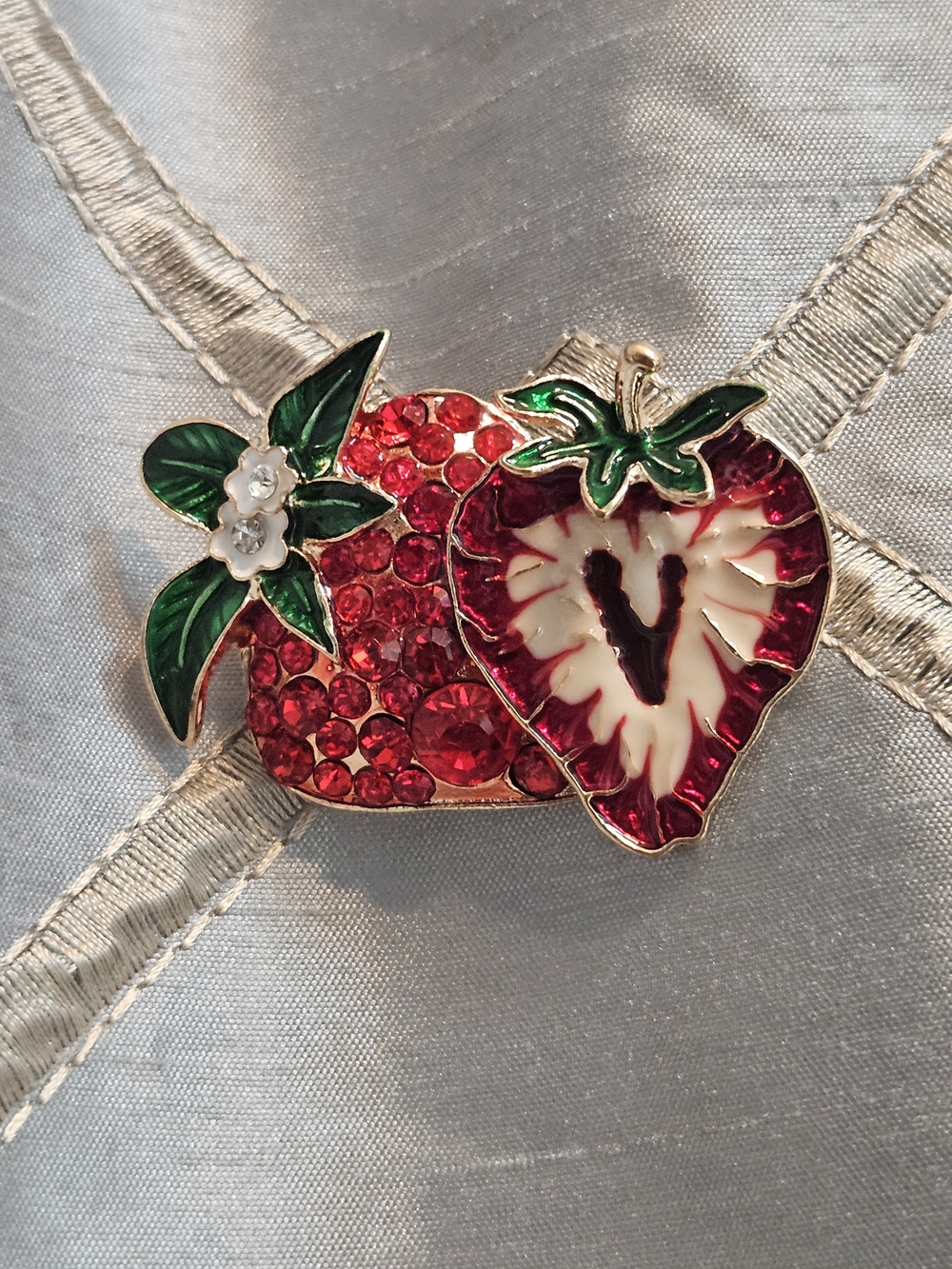 Strawberry Crystal Enamel Brooch